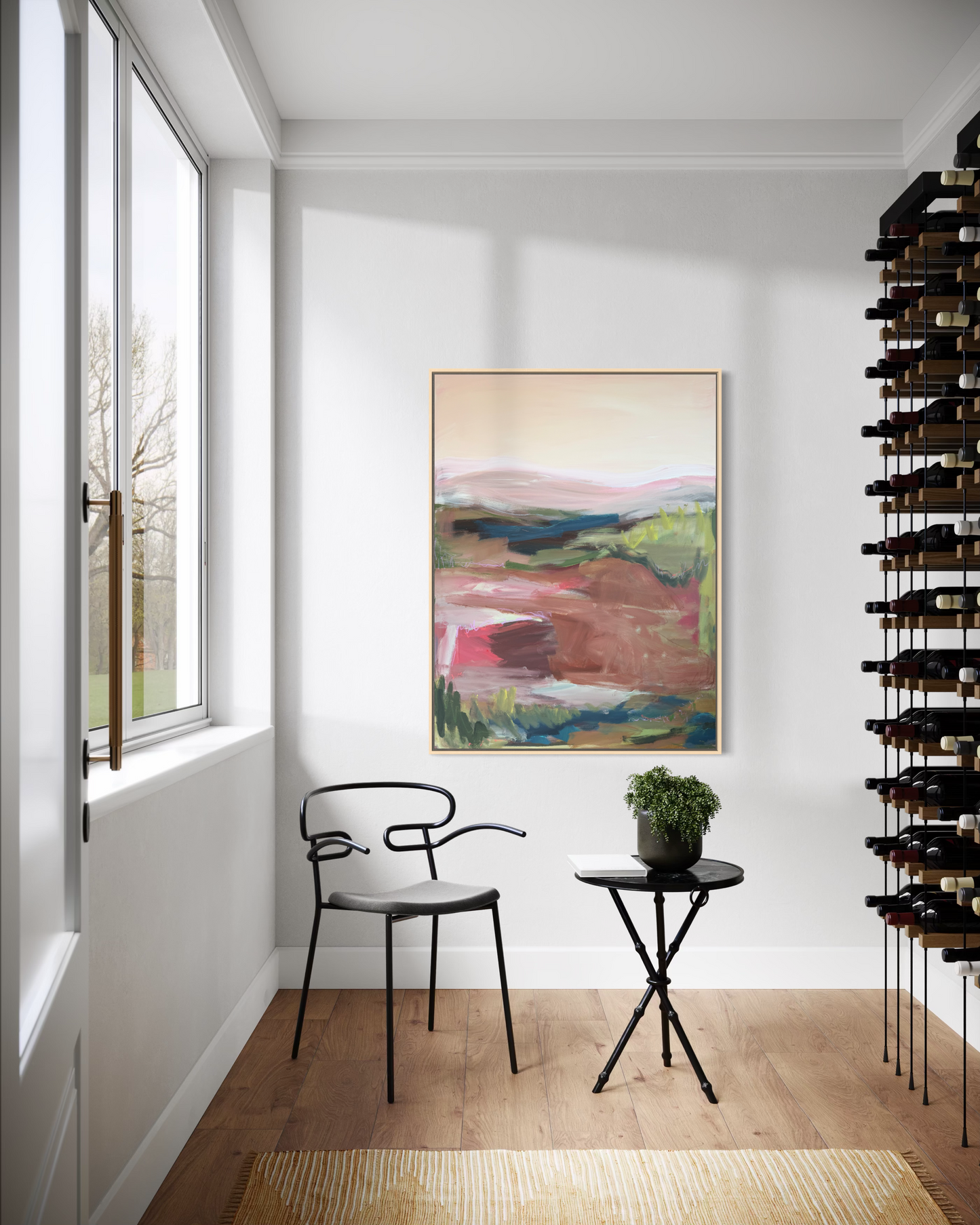 48" x 36" Abstract Landscape | Acrylic and oil stick on canvas | "It's pronounced 'aubergine' I"