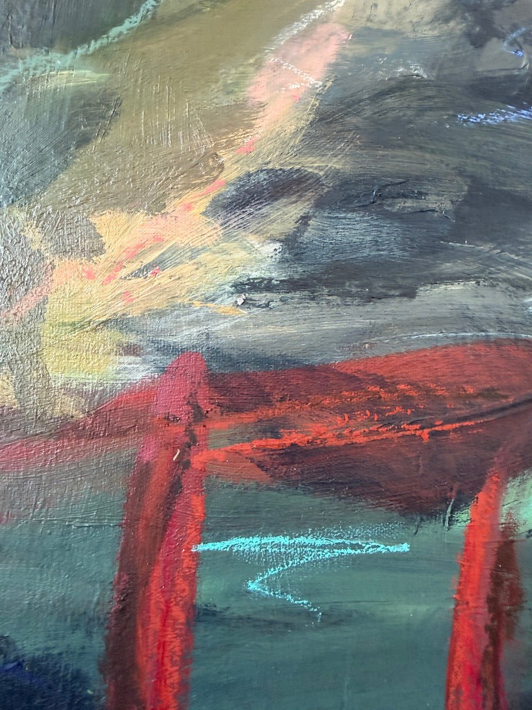 30" x 30" | Red Bridge Moment