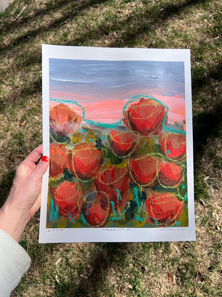 12" x 10" Superbloom on Paper Paintings (6 variations)