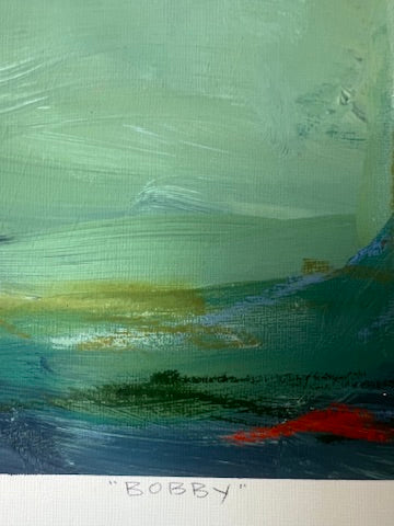 10" x 10" Green Abstract on Paper