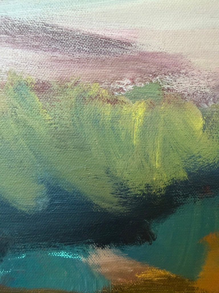 48" x 36" Abstract Landscape | Acrylic and oil stick on canvas | "It's pronounced 'aubergine' I"