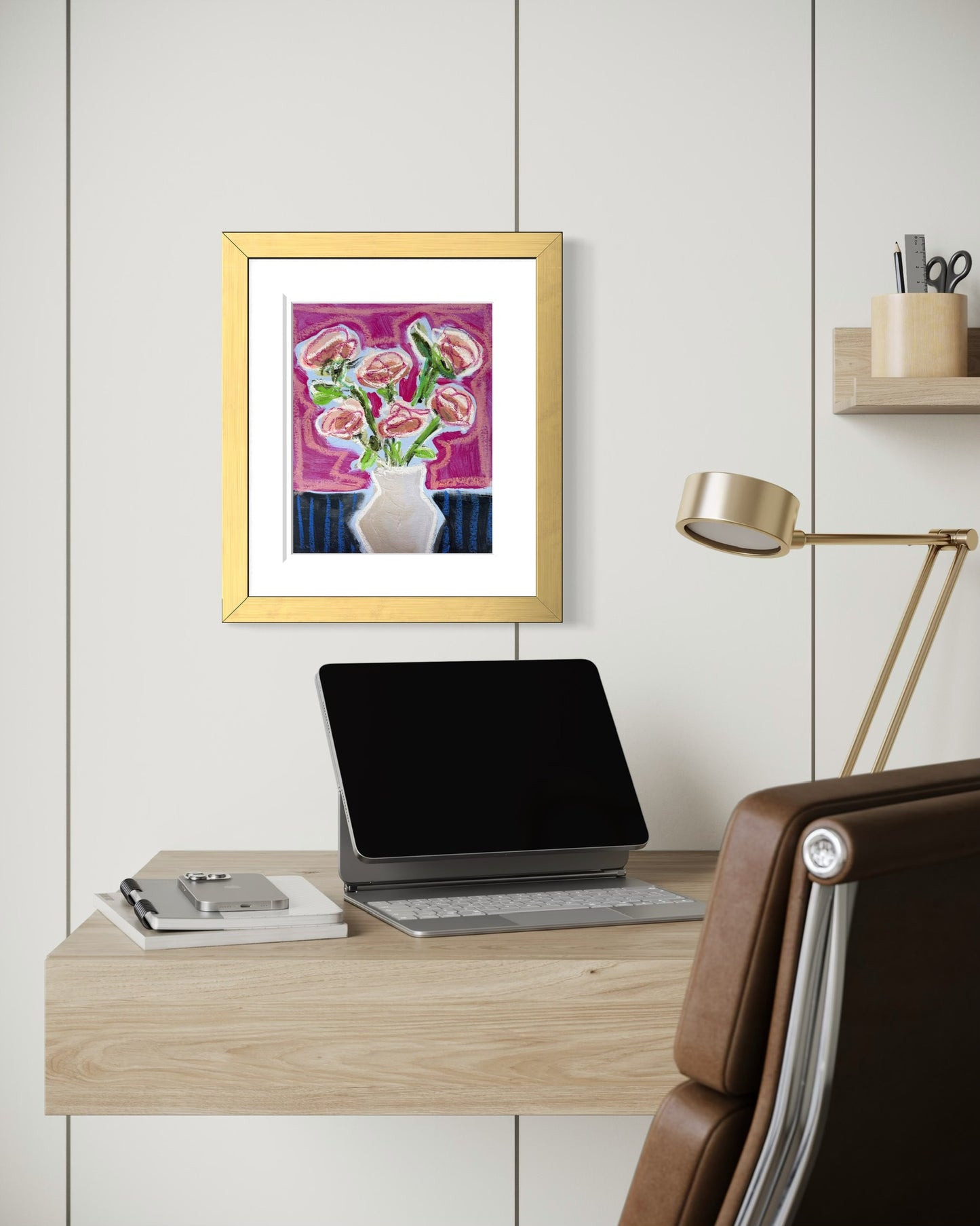 10" x 8" Abstract Carnation Floral Paintings | Original, Acrylic and Oil Pastel on Paper