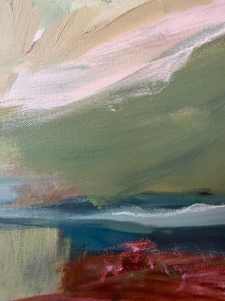 36" x 48" Abstract Landscape | Acrylic and oil stick on canvas | "It's pronounced 'aubergine' II"
