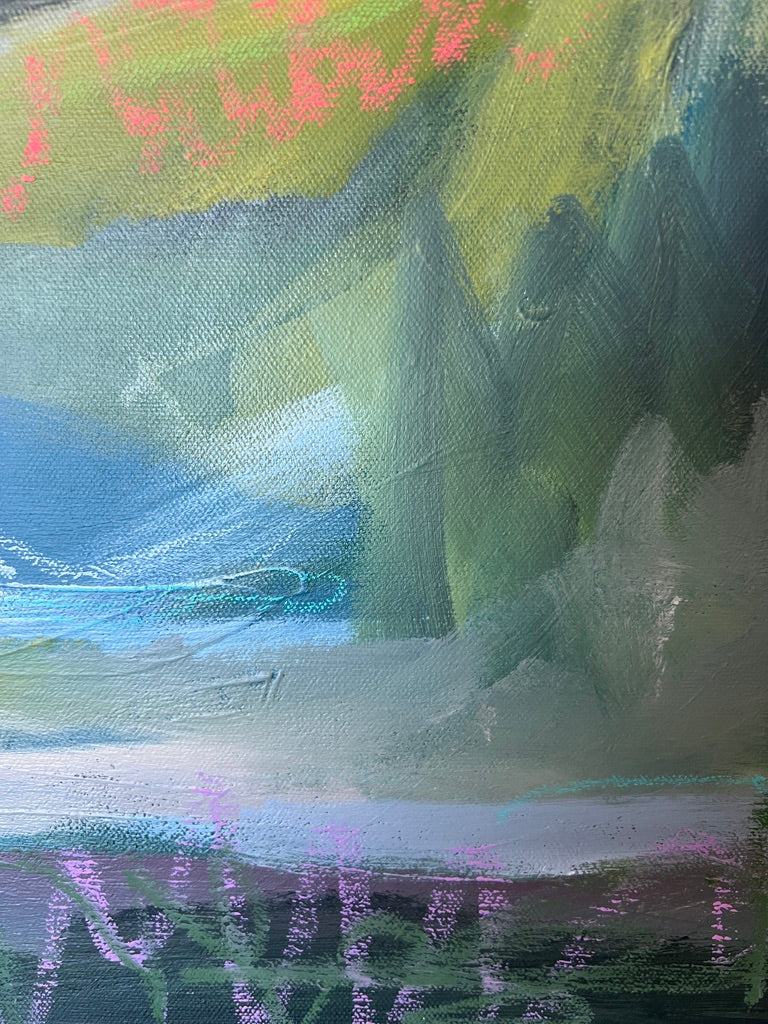 24" x 24" Abstract Landscape: Acrylic and Oil Stick on Canvas
