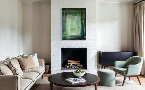 48" x 36" Acrylic and Oil Stick on Canvas | Green Abstract