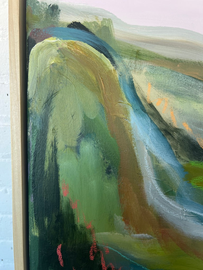 24" x 24" Abstract Landscape: Acrylic and Oil Stick on Canvas