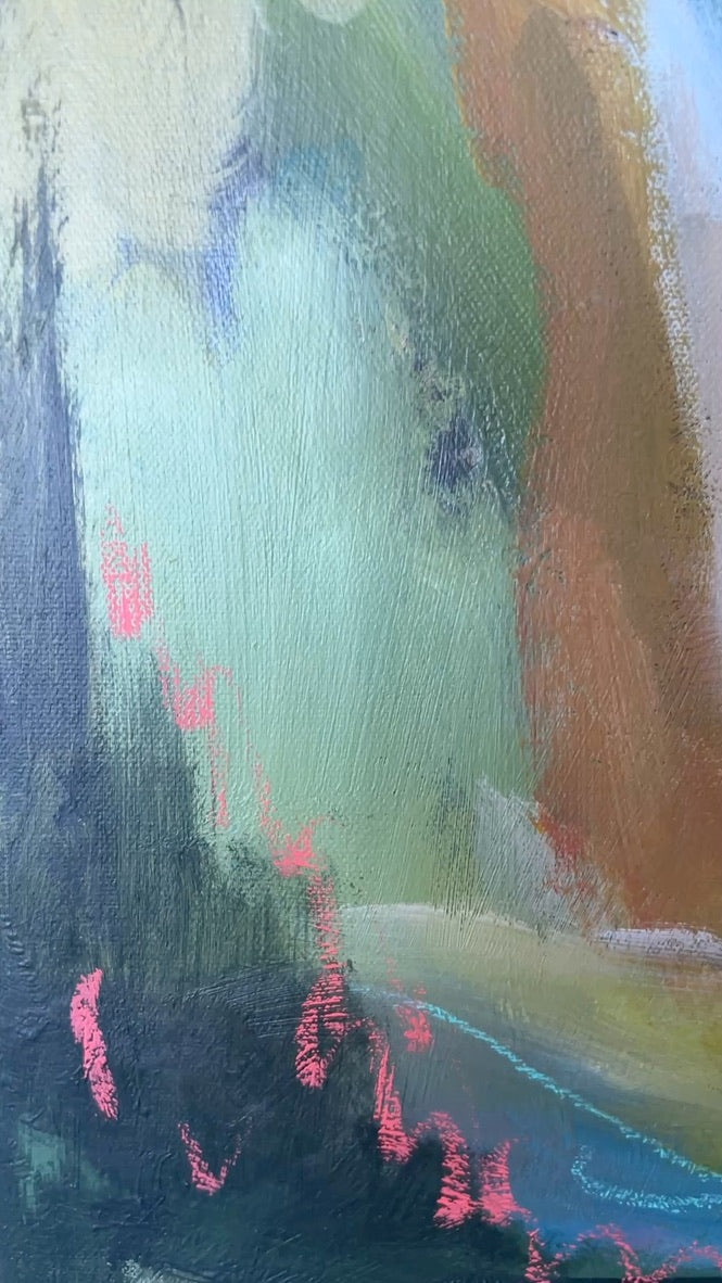 24" x 24" Abstract Landscape: Acrylic and Oil Stick on Canvas