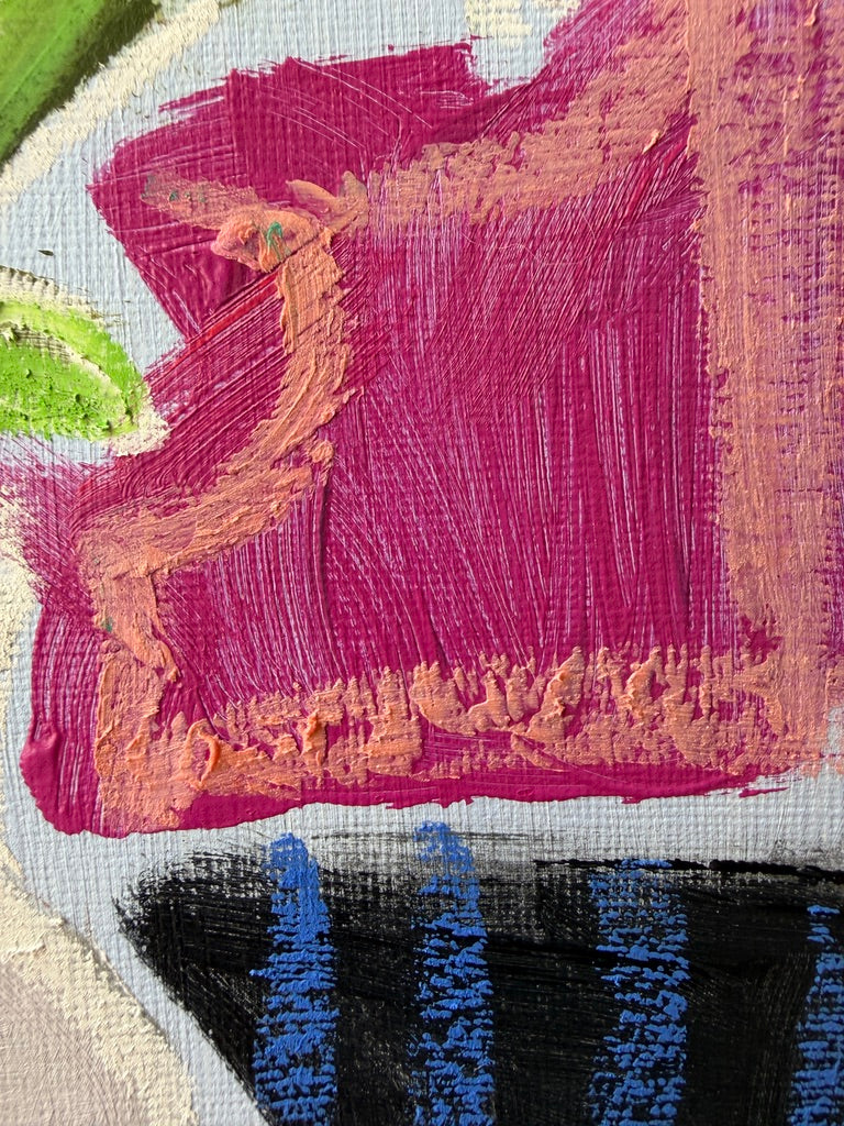 10" x 8" Abstract Carnation Floral Paintings | Original, Acrylic and Oil Pastel on Paper