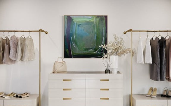36" x 36" Green Abstract Painting | Acrylic and Oil Stick on Canvas