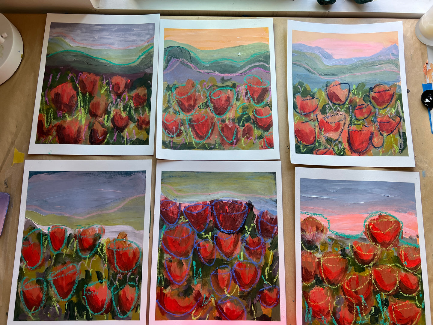 12" x 10" Superbloom on Paper Paintings (6 variations)