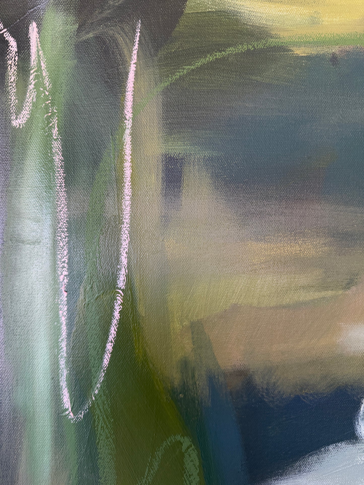 36" x 36" Green Abstract Painting | Acrylic and Oil Stick on Canvas