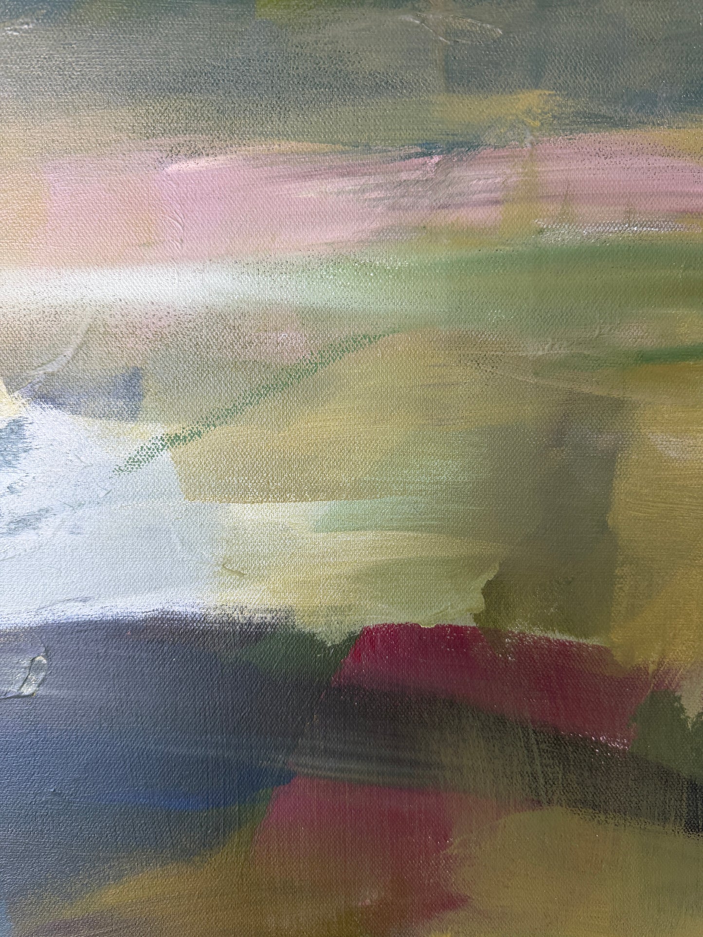 36" x 36" Green Abstract Painting | Acrylic and Oil Stick on Canvas