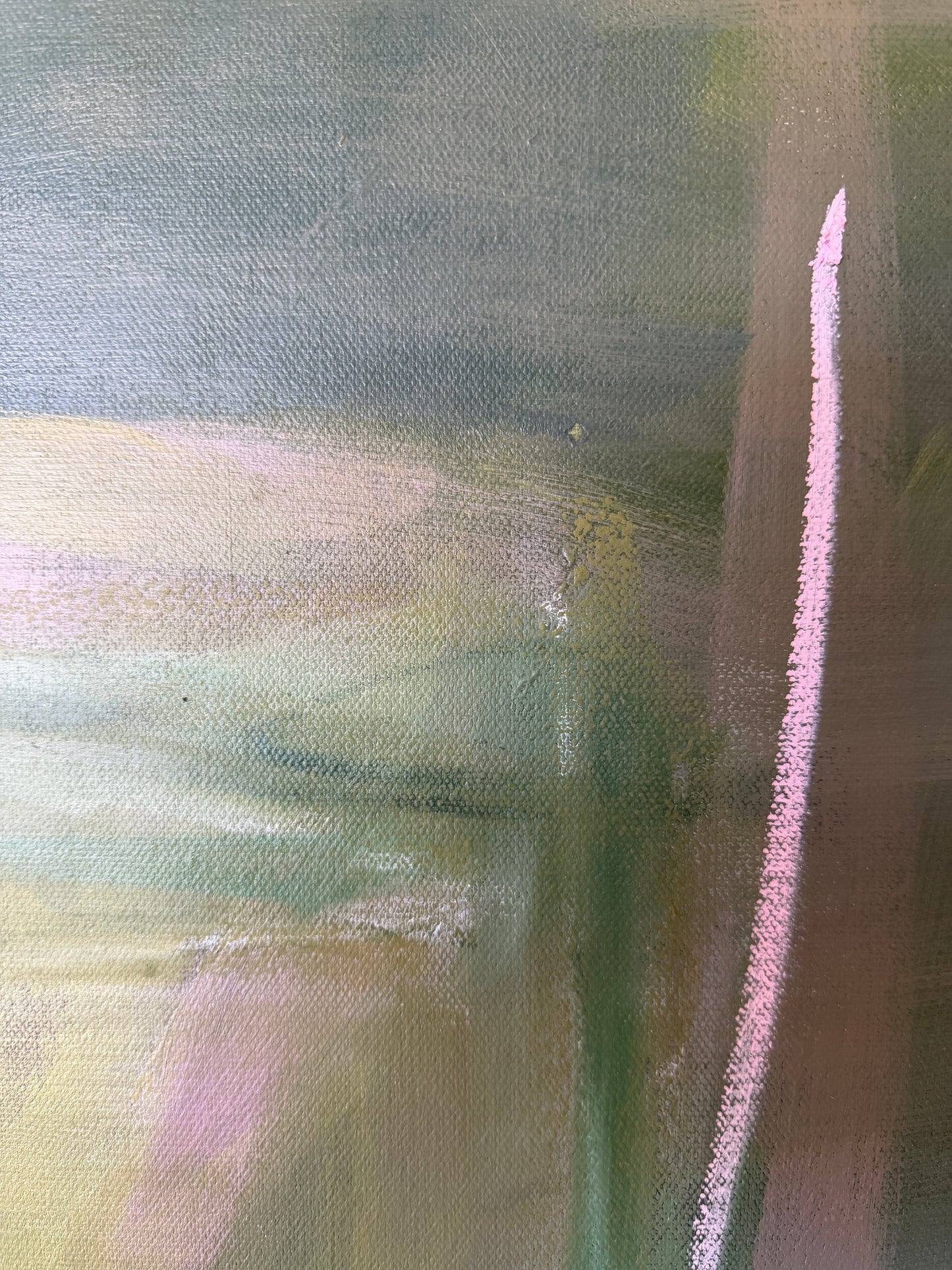 36" x 36" Green Abstract Painting | Acrylic and Oil Stick on Canvas