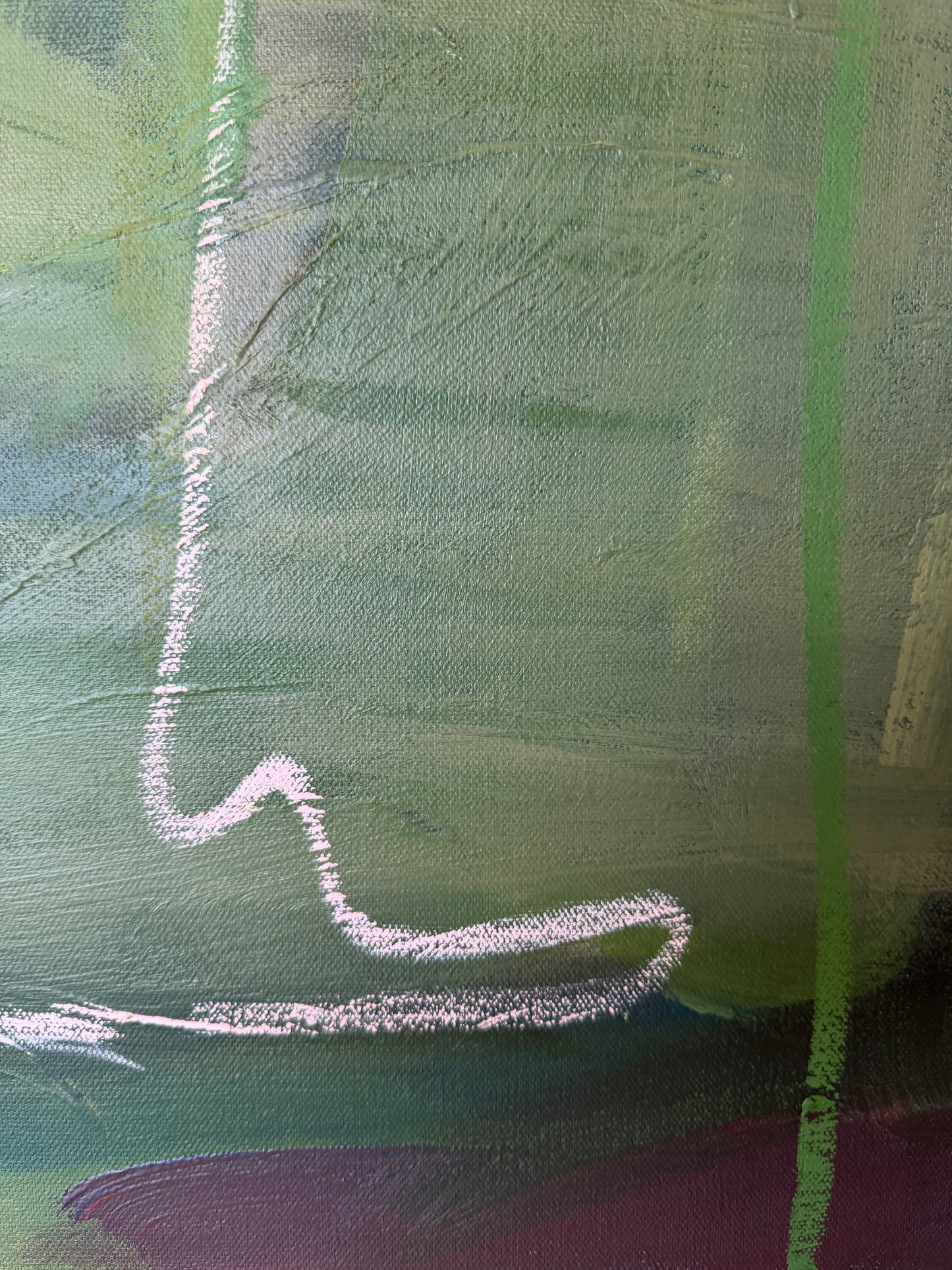 36" x 36" Green Abstract Painting | Acrylic and Oil Stick on Canvas