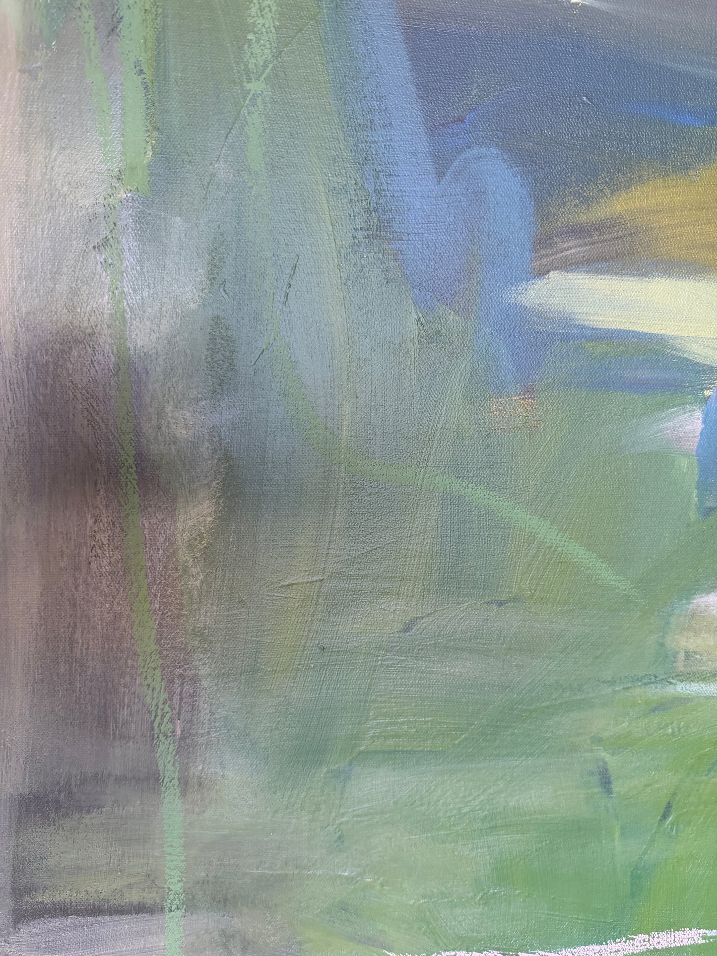 36" x 36" Green Abstract Painting | Acrylic and Oil Stick on Canvas