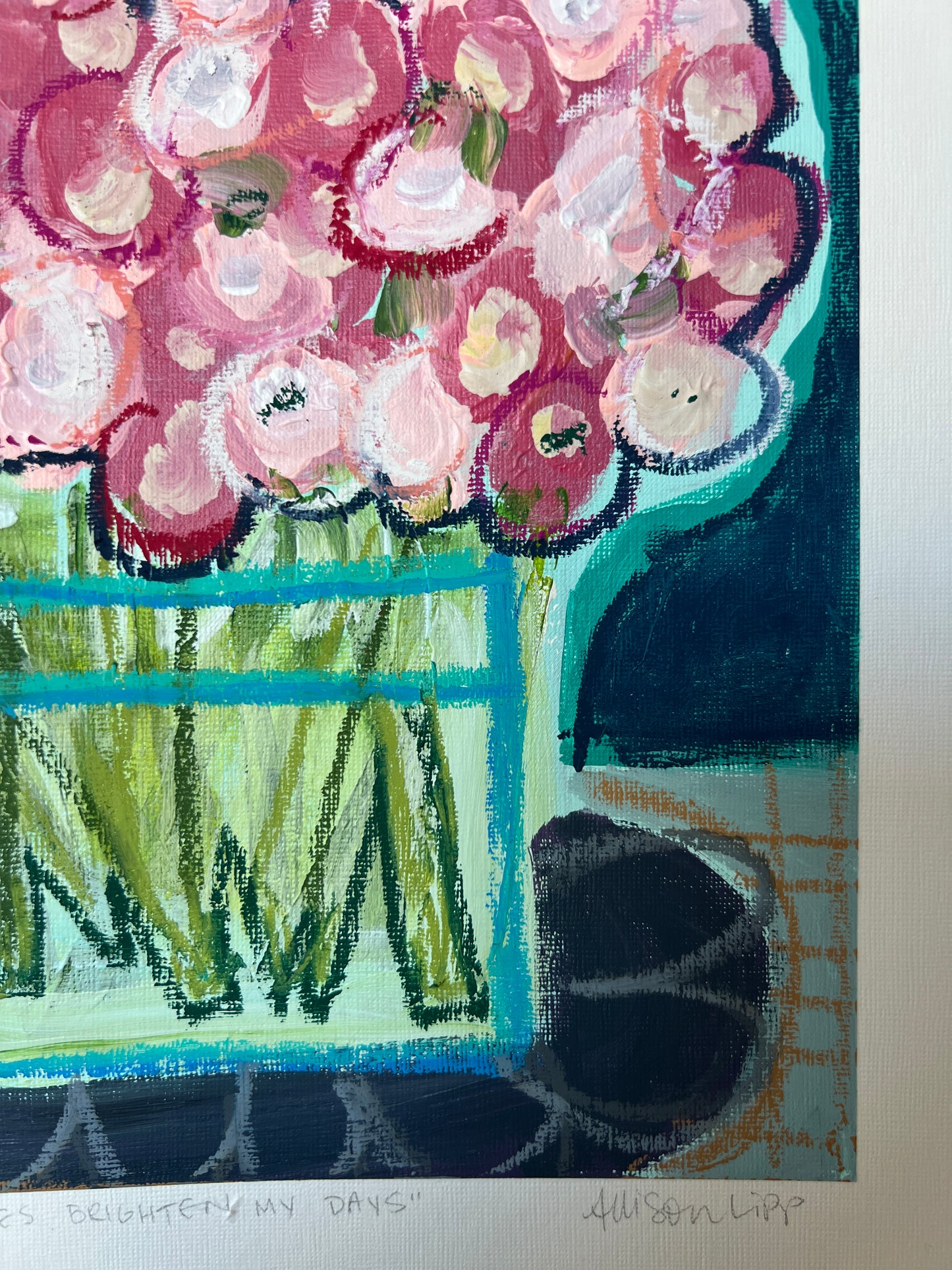 9"x9" | "Peonies brighten my day"