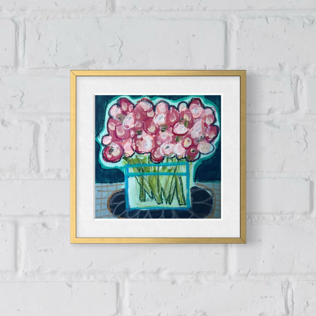 9"x9" | "Peonies brighten my day"