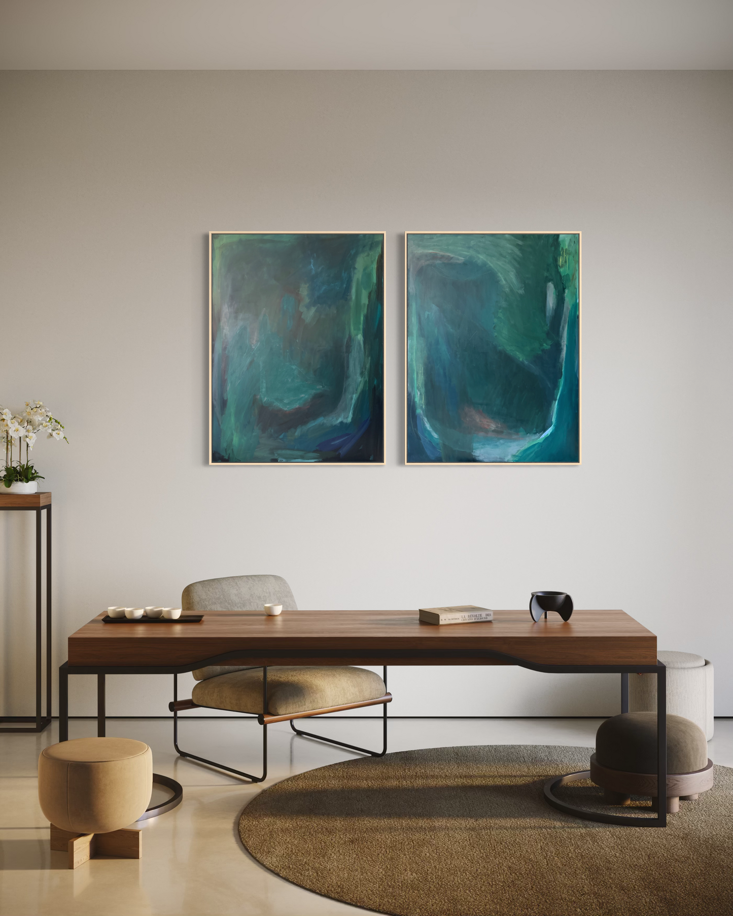 (set of 2) 48" x 36" Mixed Media on Canvas