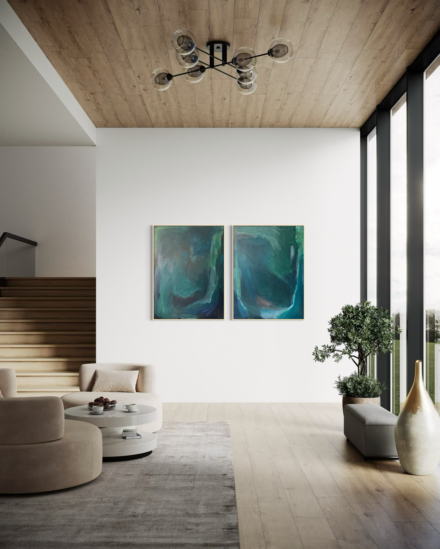 (set of 2) 48" x 36" Mixed Media on Canvas
