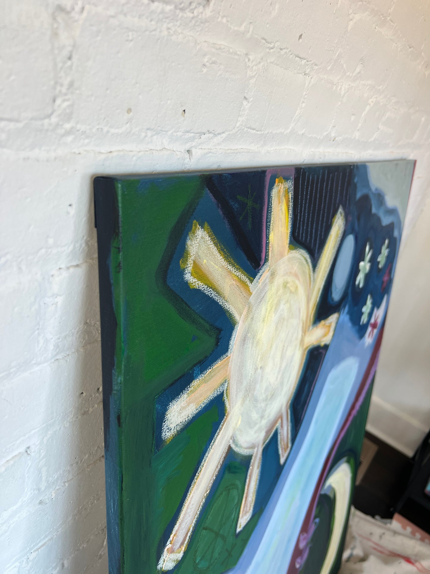 48 x 36 "Hug from the sky" | Acrylic and Oil Pastel on Canvas