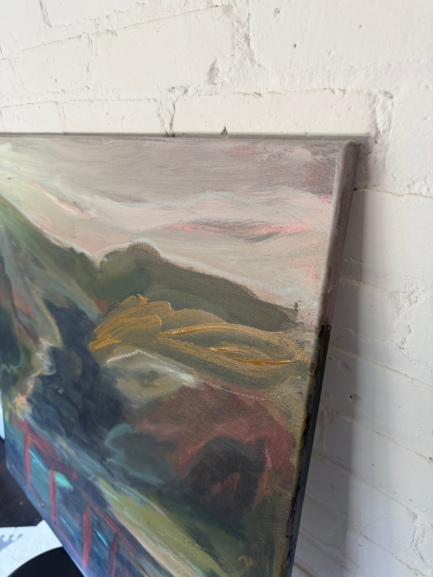 30" x 30" | Red Bridge Moment