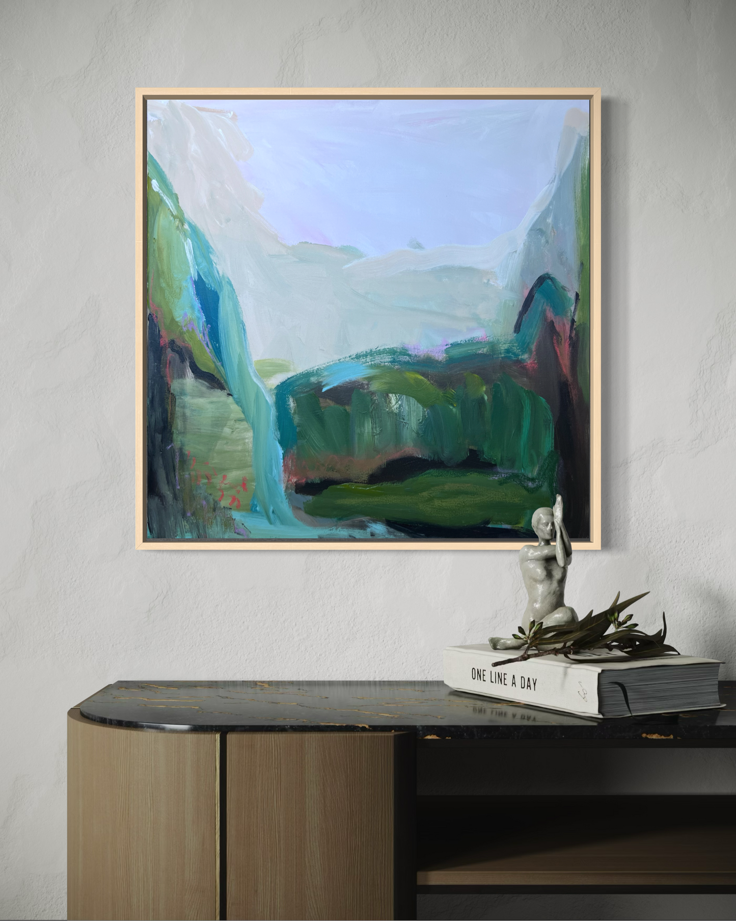 24" x 24" Abstract Landscape: Acrylic and Oil Stick on Canvas