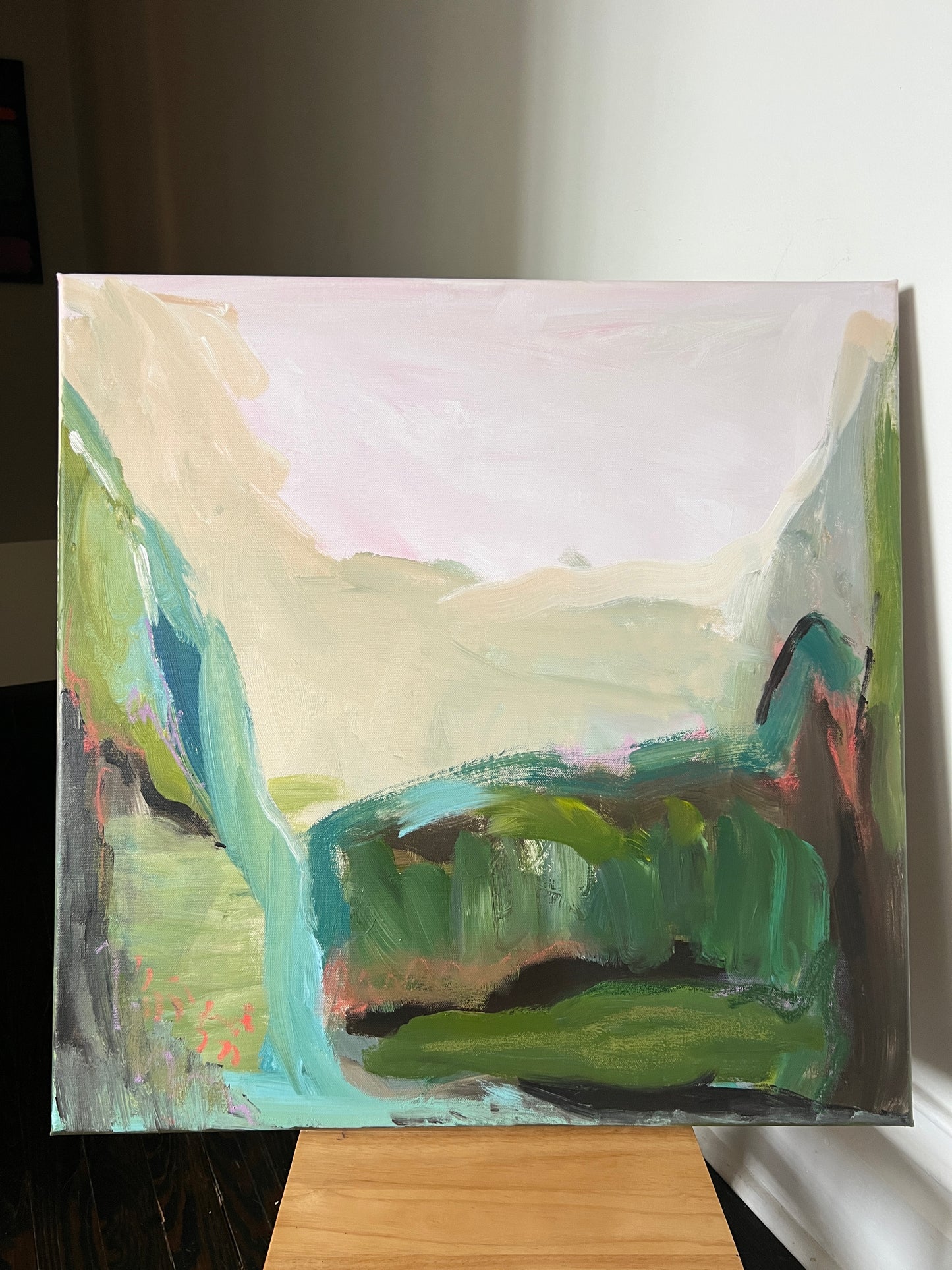 24" x 24" Abstract Landscape: Acrylic and Oil Stick on Canvas