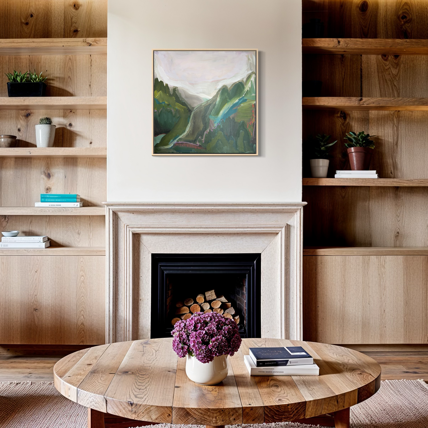 24" x 24" Abstract Landscape: Acrylic and Oil Stick on Canvas