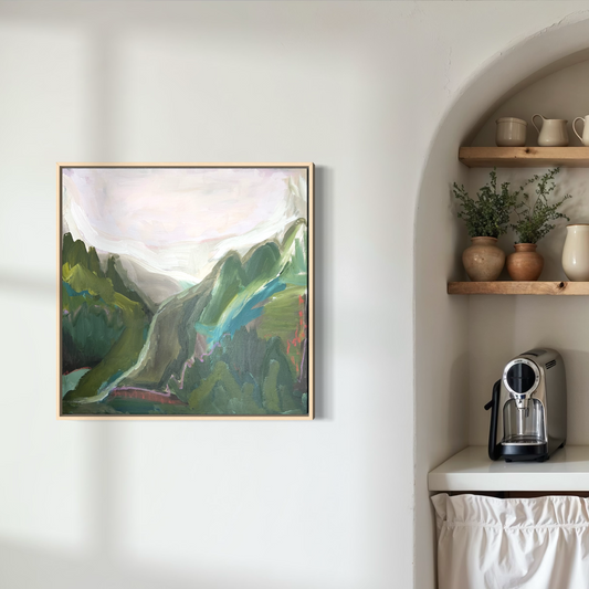 24" x 24" Abstract Landscape: Acrylic and Oil Stick on Canvas