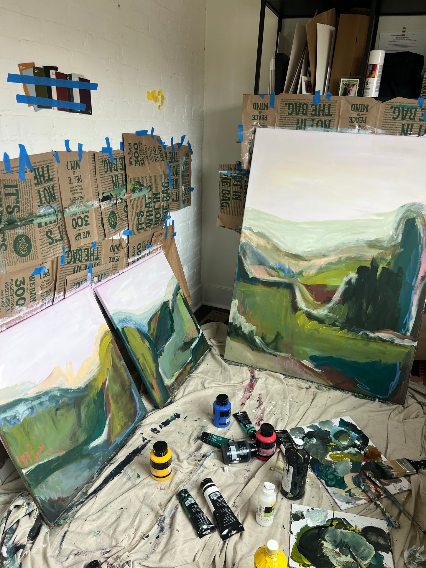 48" x 36" Abstract Landscape, Acrylic and Oil Stick on Canvas