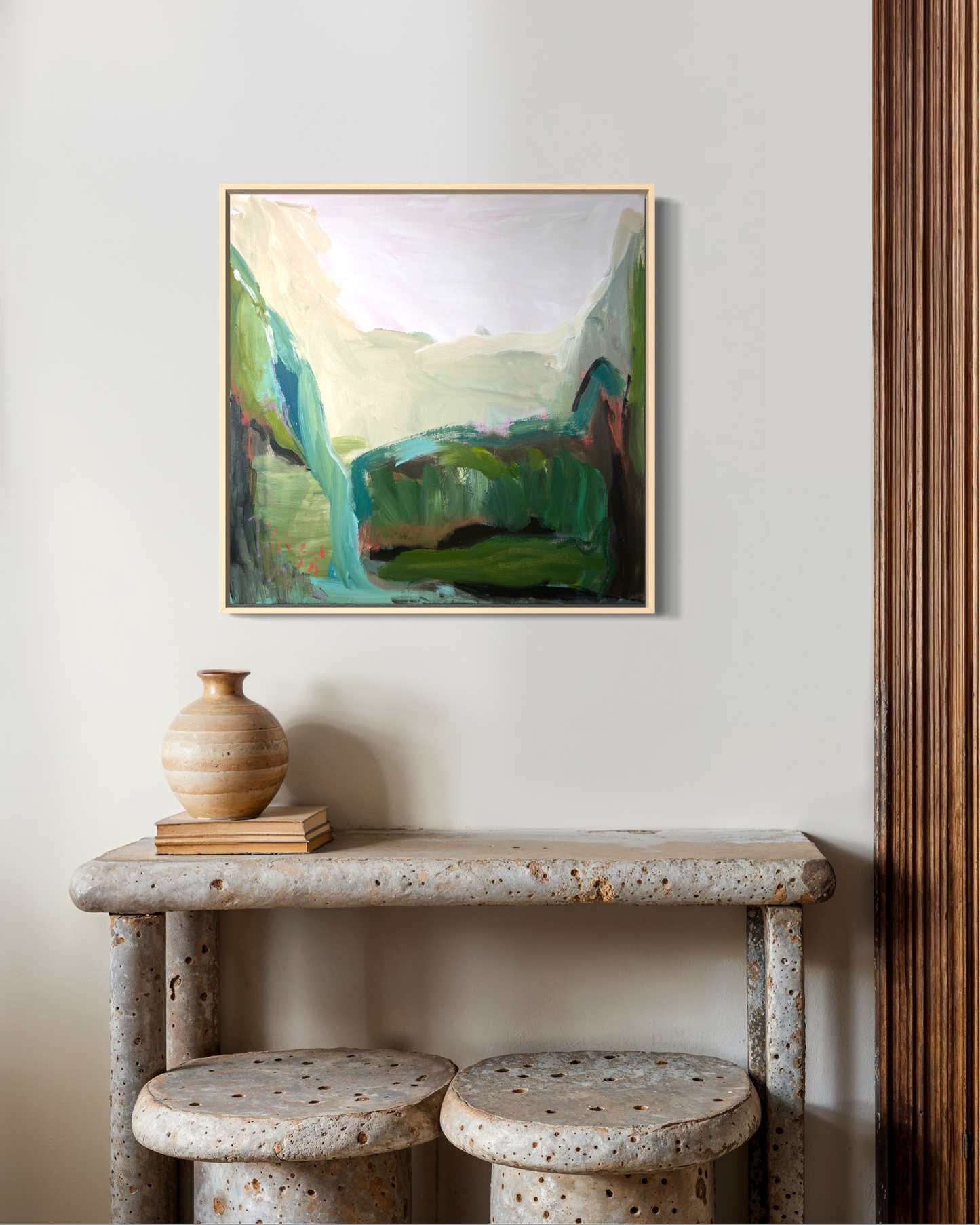 24" x 24" Abstract Landscape: Acrylic and Oil Stick on Canvas