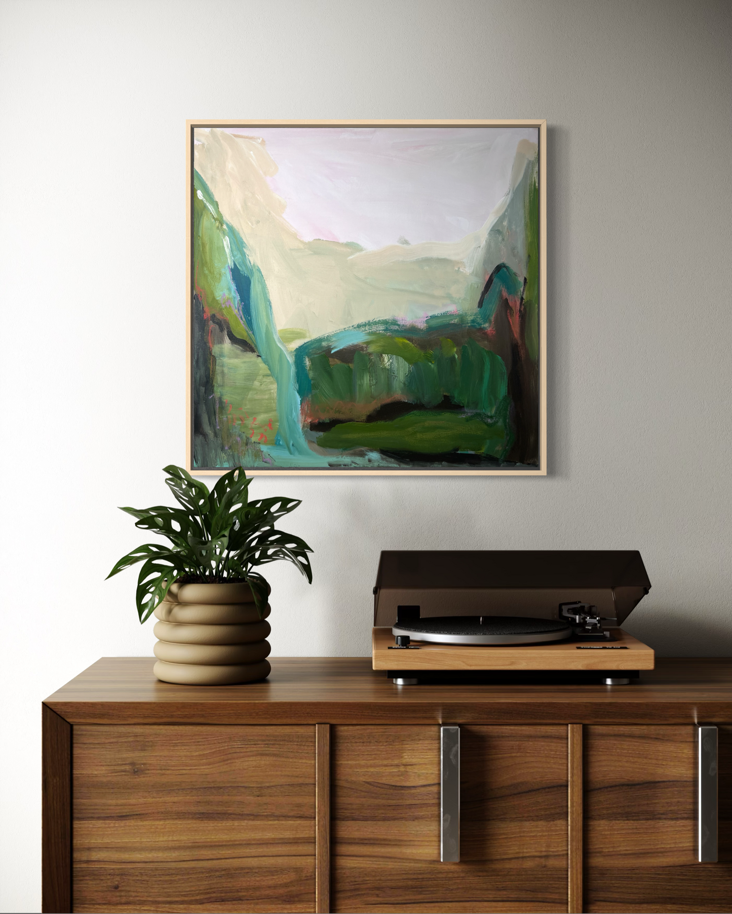 24" x 24" Abstract Landscape: Acrylic and Oil Stick on Canvas