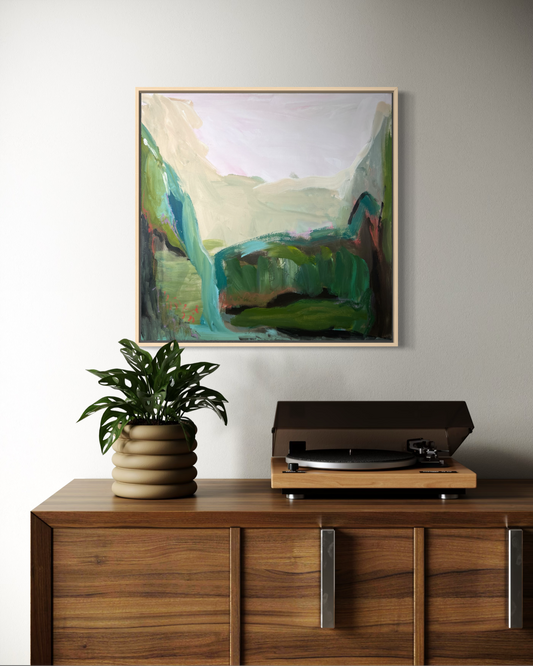 24" x 24" Abstract Landscape: Acrylic and Oil Stick on Canvas