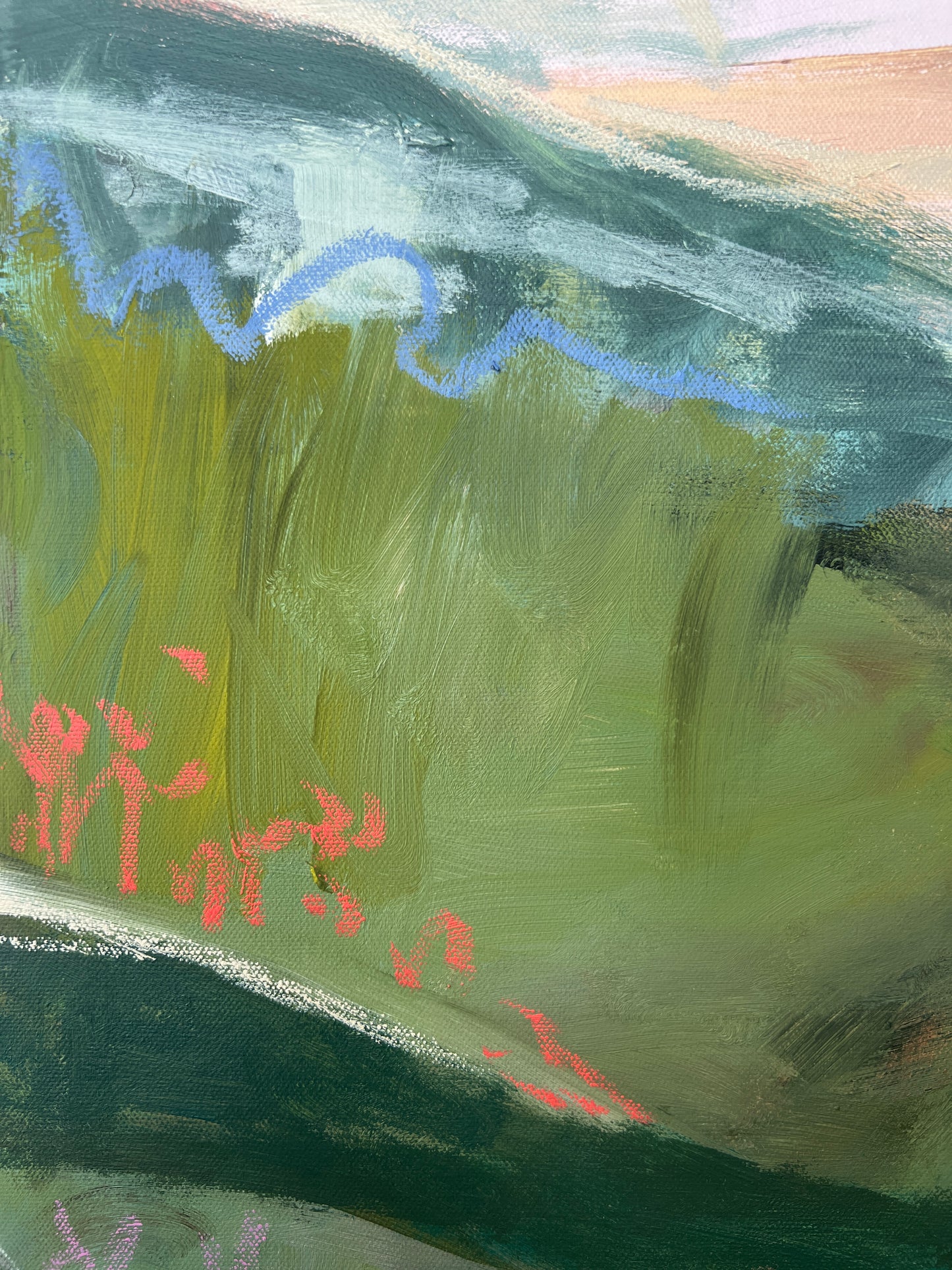 (PLEASE INQUIRE) 24" x 24" Abstract Landscape: Acrylic and Oil Stick on Canvas