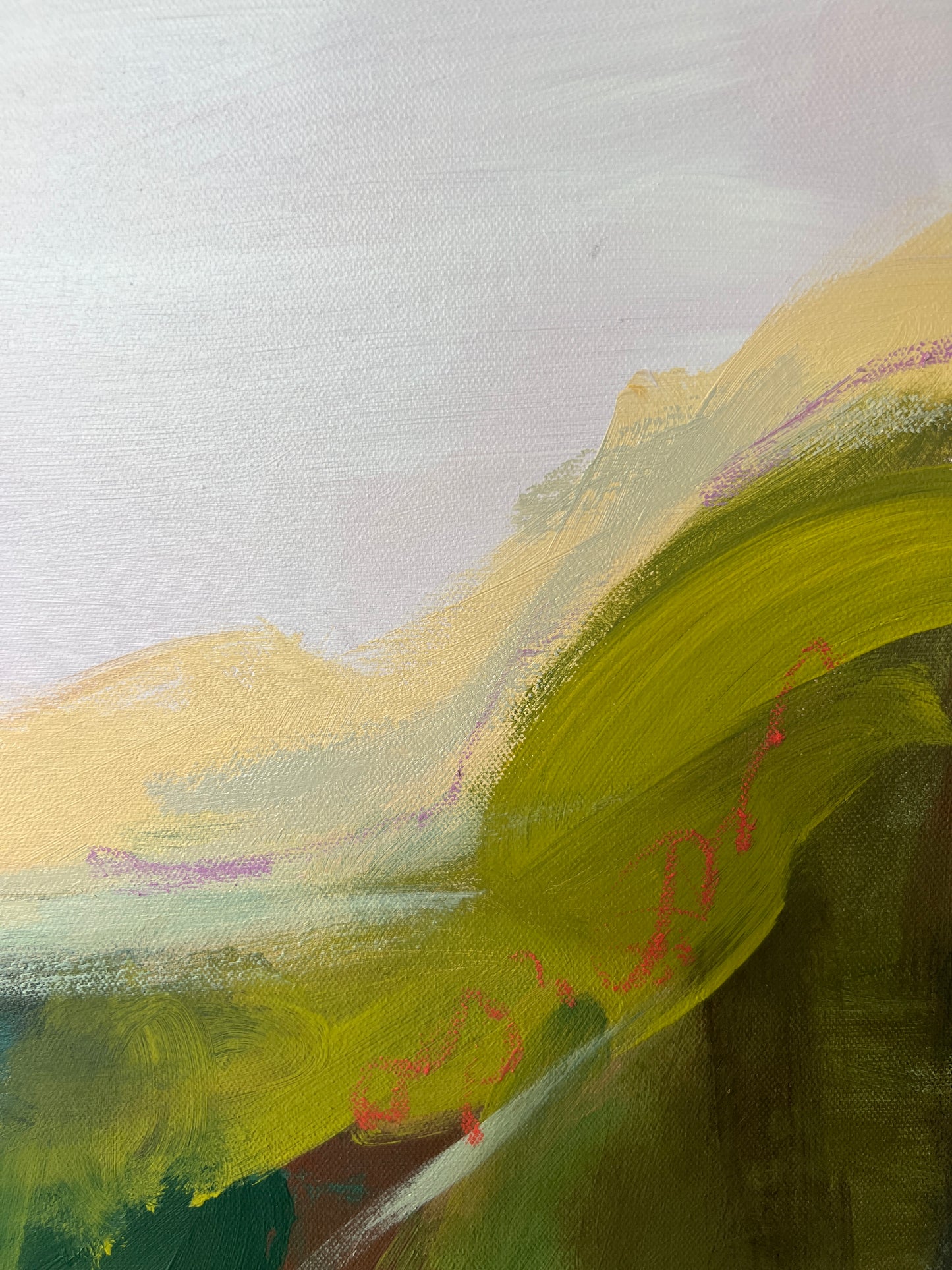 (PLEASE INQUIRE) 24" x 24" Abstract Landscape: Acrylic and Oil Stick on Canvas