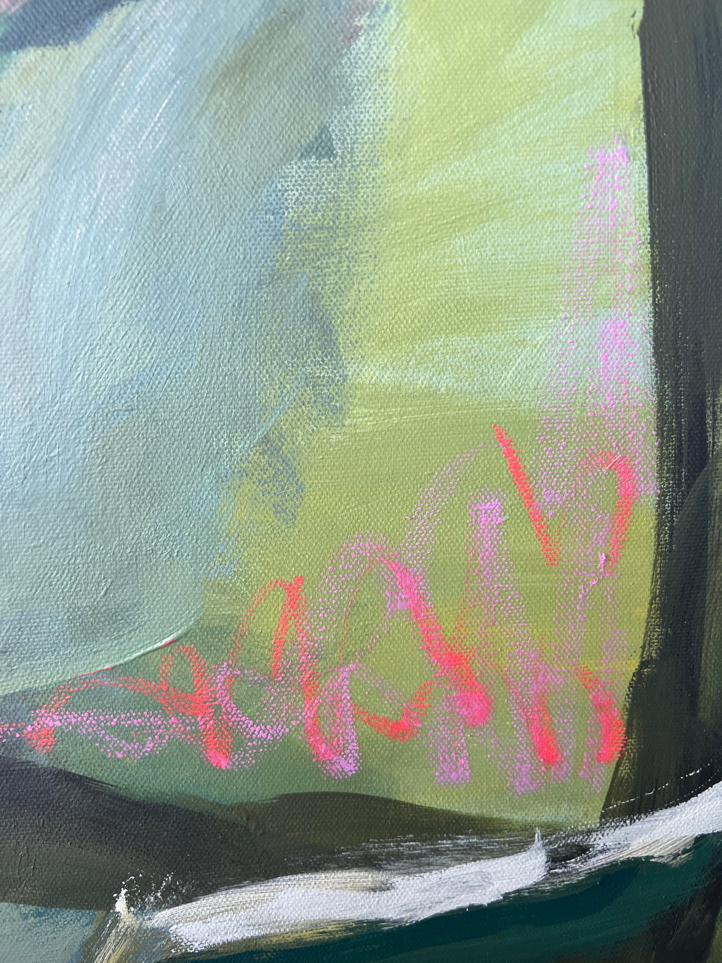 24" x 24" Abstract Landscape: Acrylic and Oil Stick on Canvas