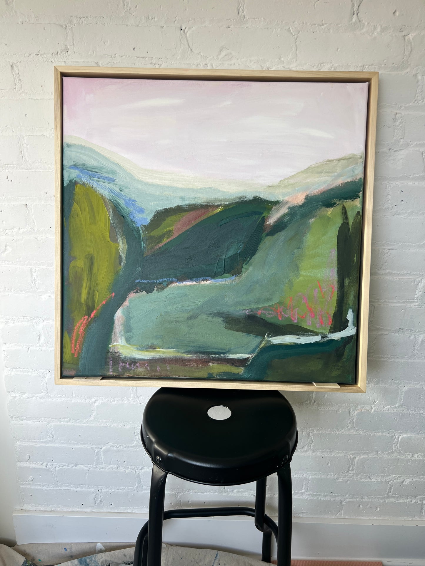 24" x 24" Abstract Landscape: Acrylic and Oil Stick on Canvas