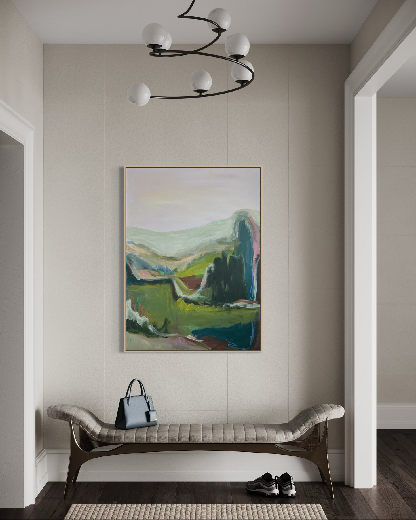48" x 36" Abstract Landscape, Acrylic and Oil Stick on Canvas