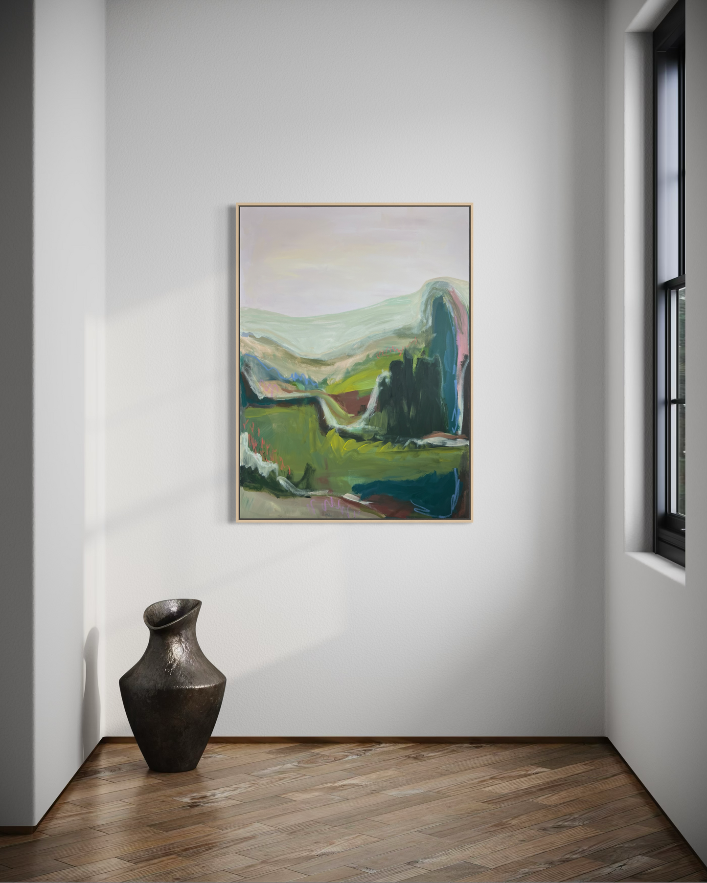 48" x 36" Abstract Landscape, Acrylic and Oil Stick on Canvas
