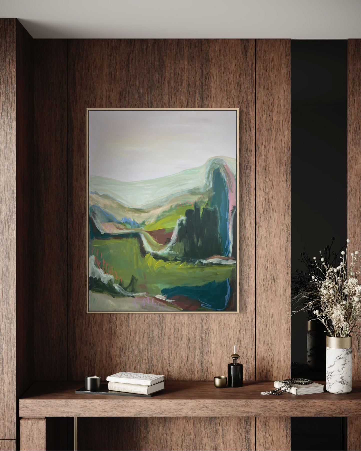 48" x 36" Abstract Landscape, Acrylic and Oil Stick on Canvas