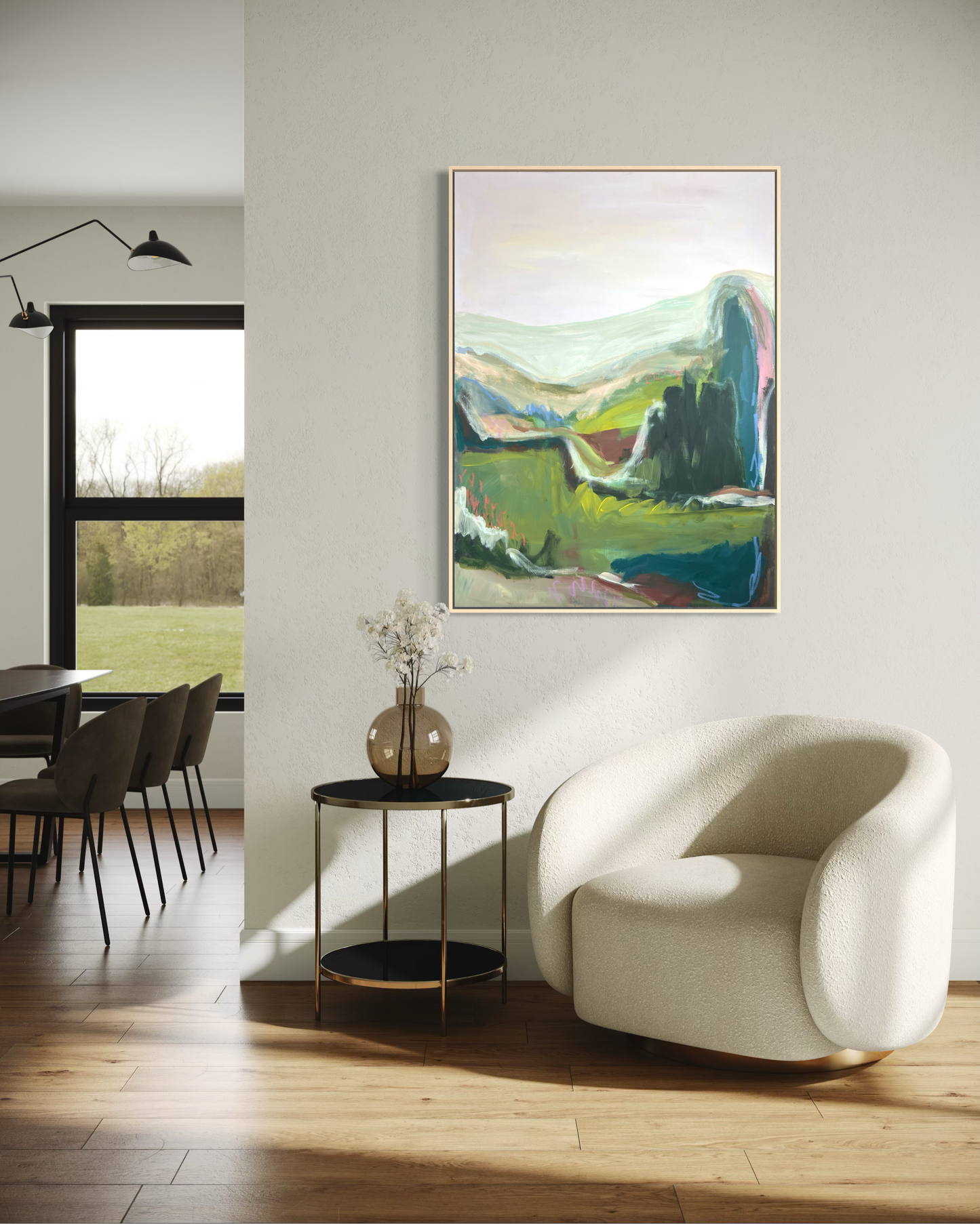 48" x 36" Abstract Landscape, Acrylic and Oil Stick on Canvas