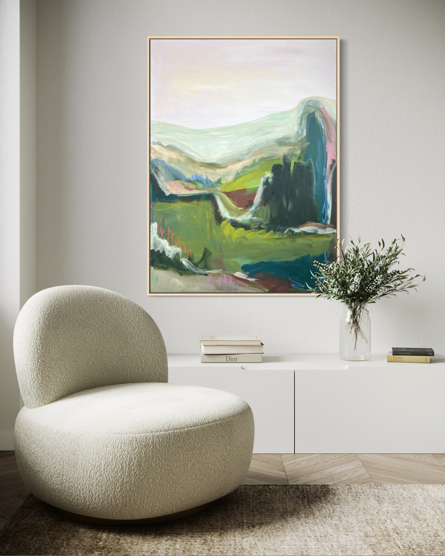 48" x 36" Abstract Landscape, Acrylic and Oil Stick on Canvas
