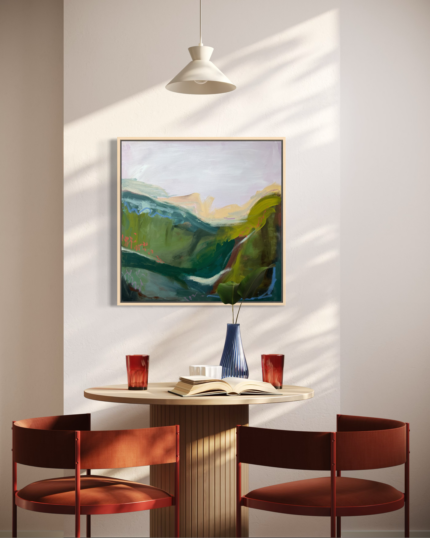 (PLEASE INQUIRE) 24" x 24" Abstract Landscape: Acrylic and Oil Stick on Canvas