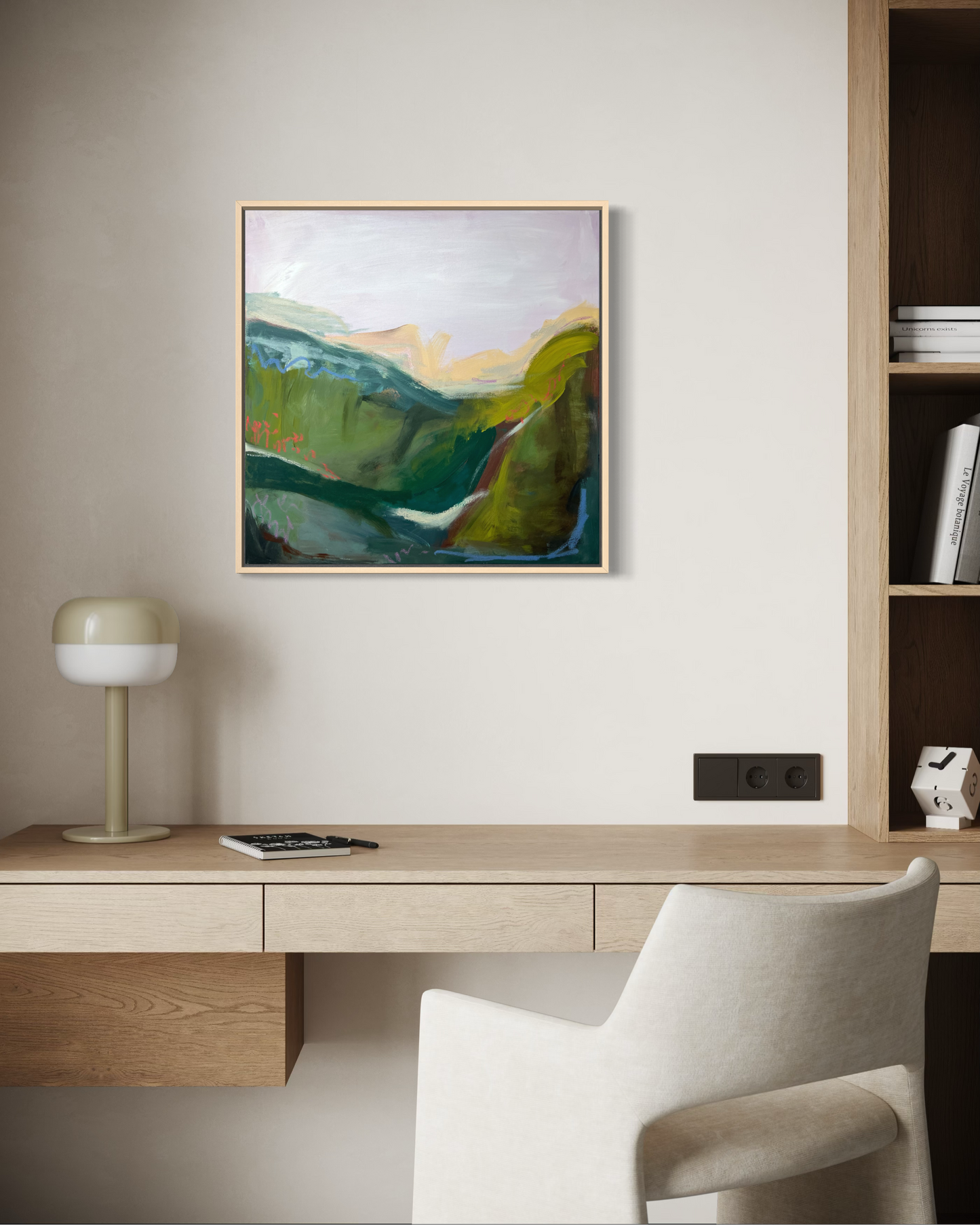 (PLEASE INQUIRE) 24" x 24" Abstract Landscape: Acrylic and Oil Stick on Canvas
