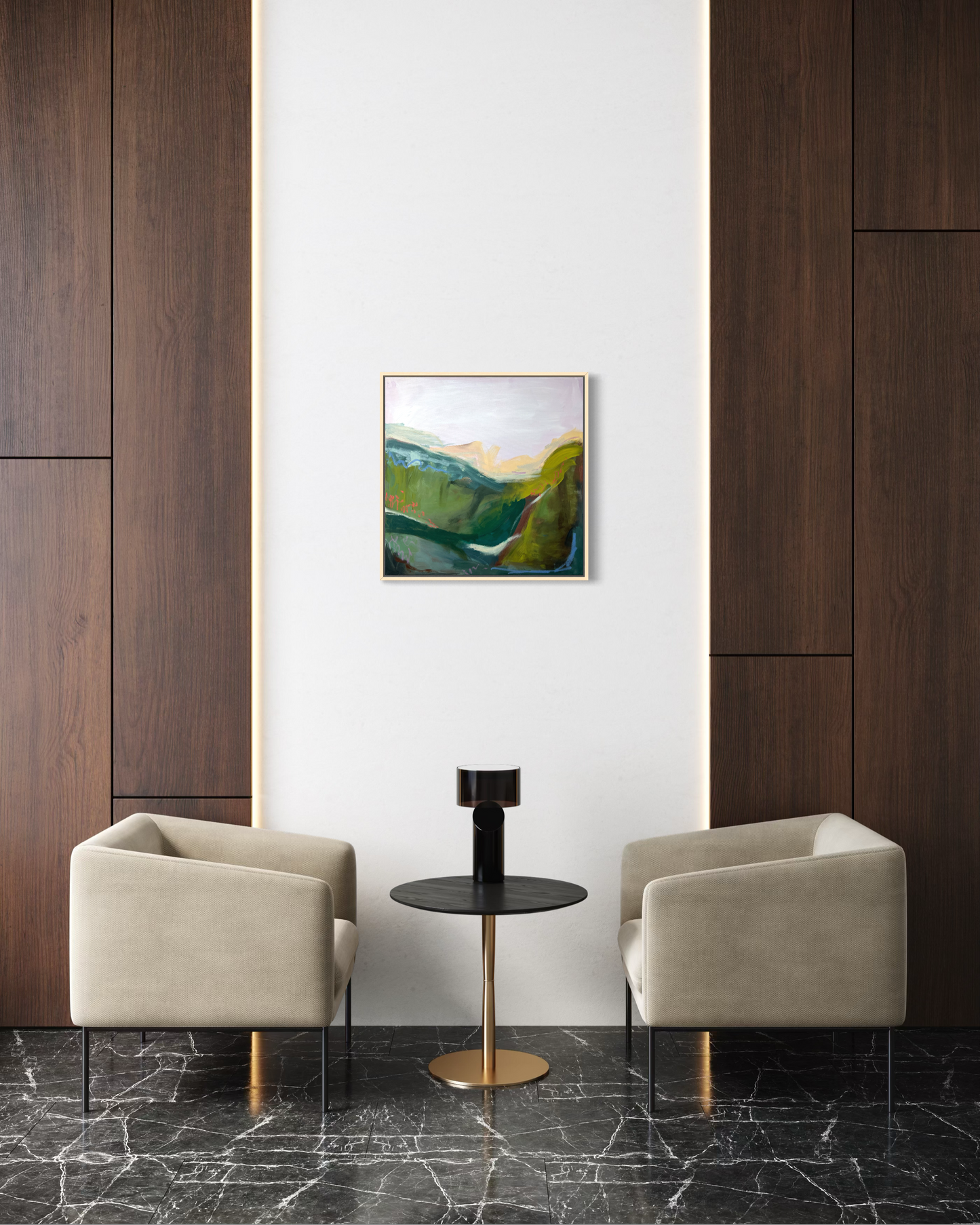 (PLEASE INQUIRE) 24" x 24" Abstract Landscape: Acrylic and Oil Stick on Canvas