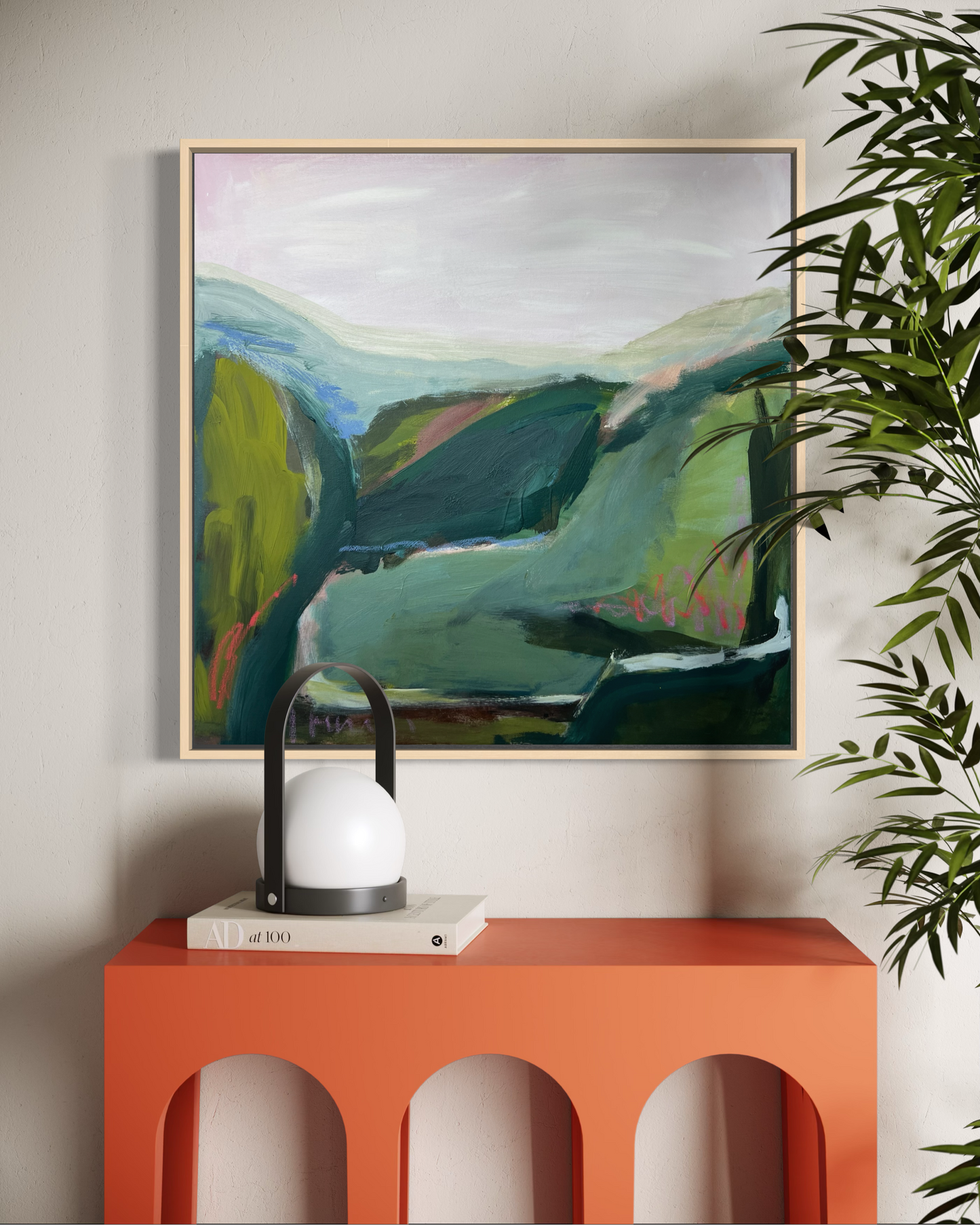 24" x 24" Abstract Landscape: Acrylic and Oil Stick on Canvas