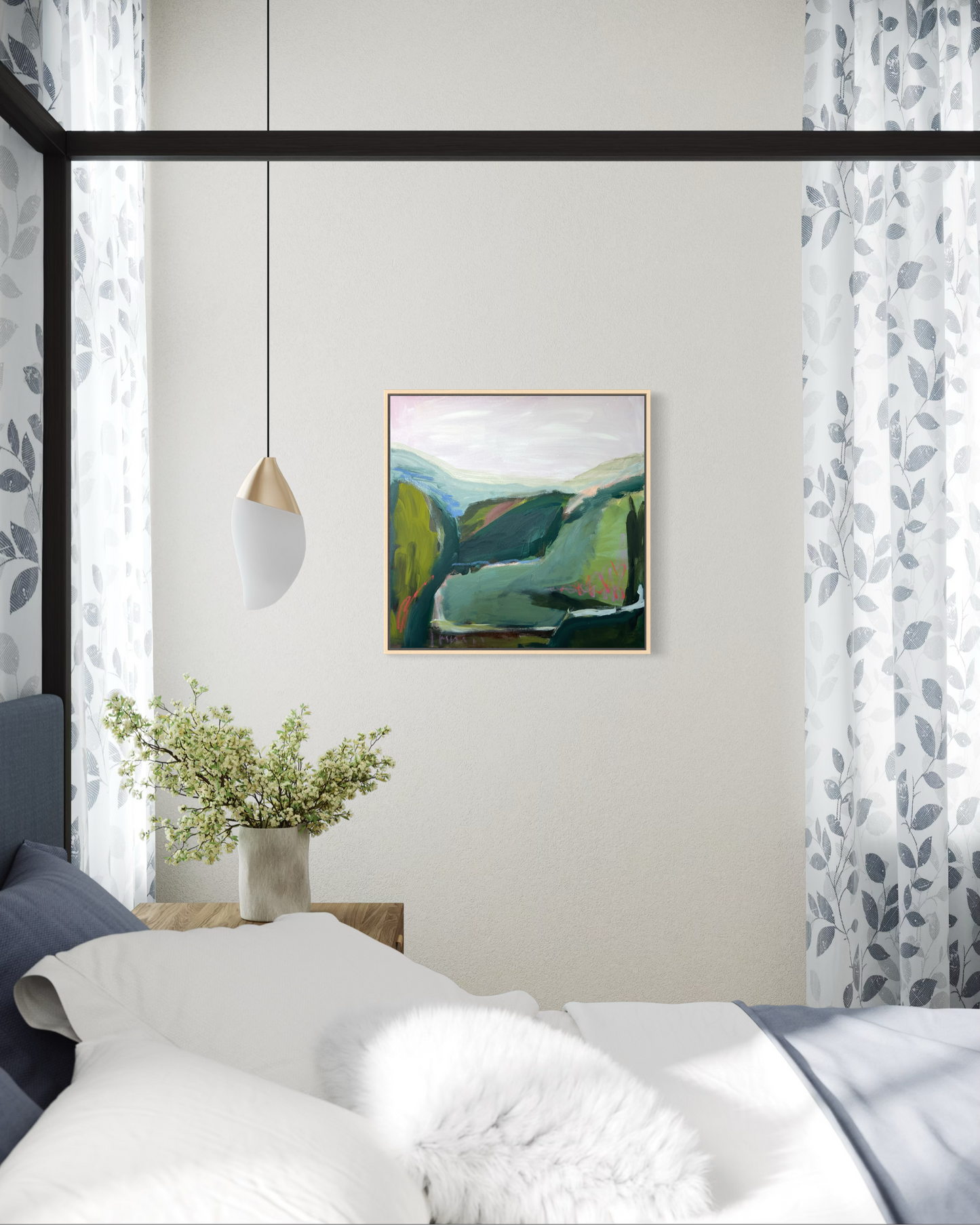 24" x 24" Abstract Landscape: Acrylic and Oil Stick on Canvas