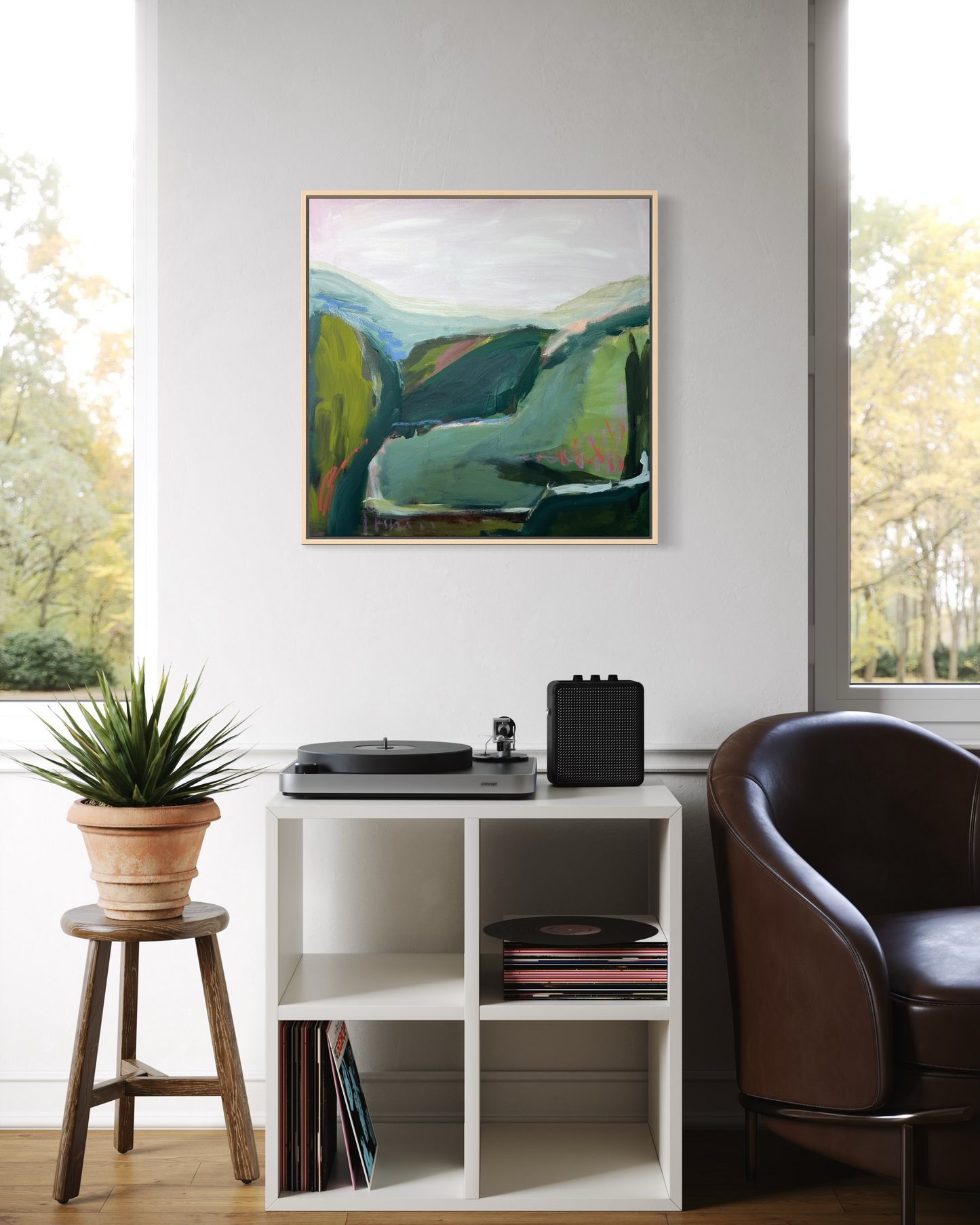 24" x 24" Abstract Landscape: Acrylic and Oil Stick on Canvas