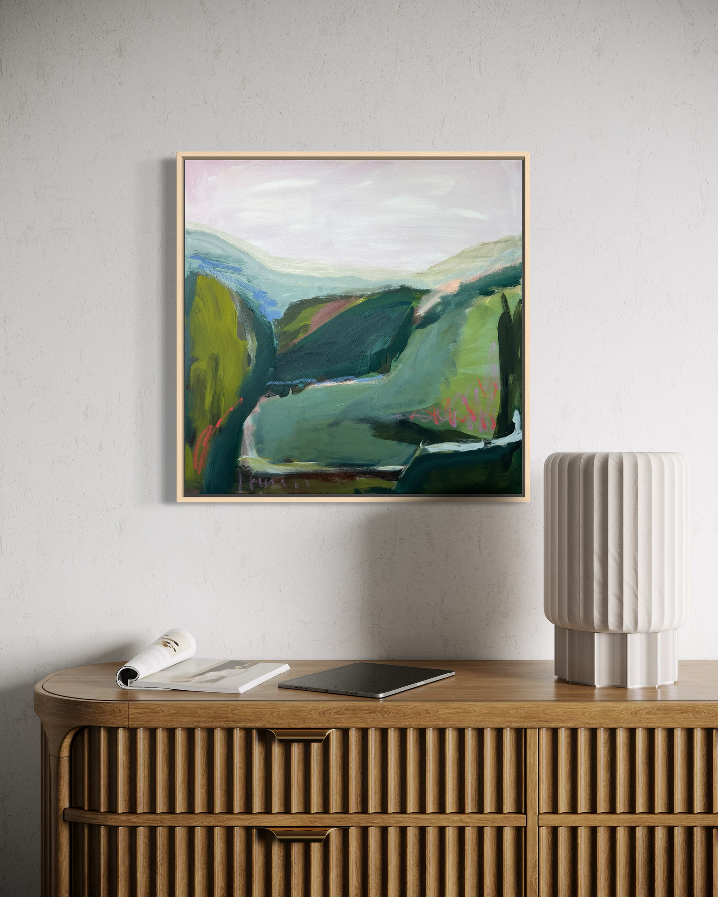 24" x 24" Abstract Landscape: Acrylic and Oil Stick on Canvas