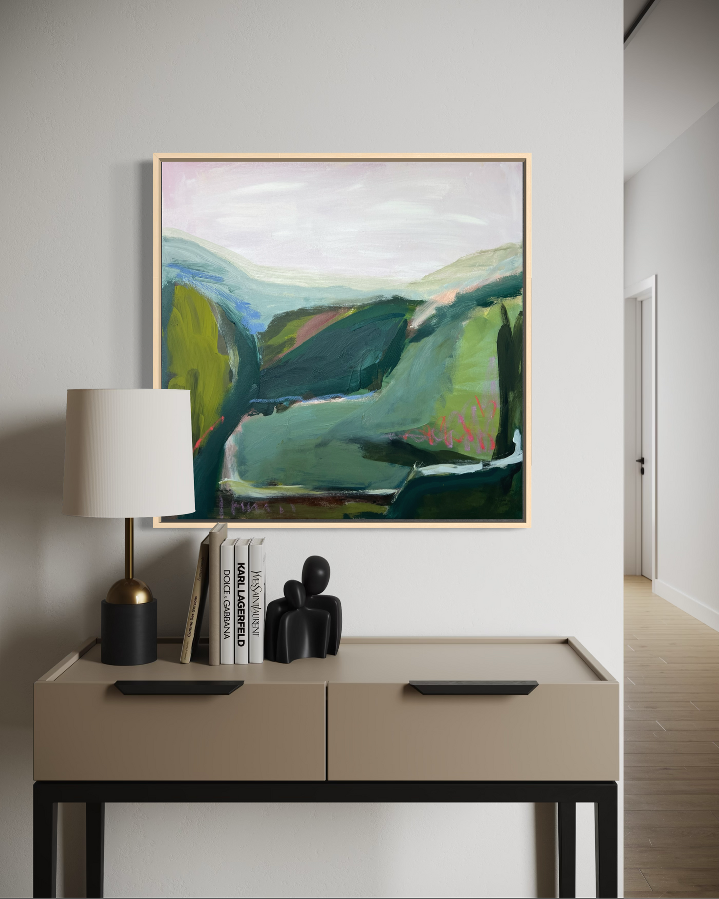 24" x 24" Abstract Landscape: Acrylic and Oil Stick on Canvas